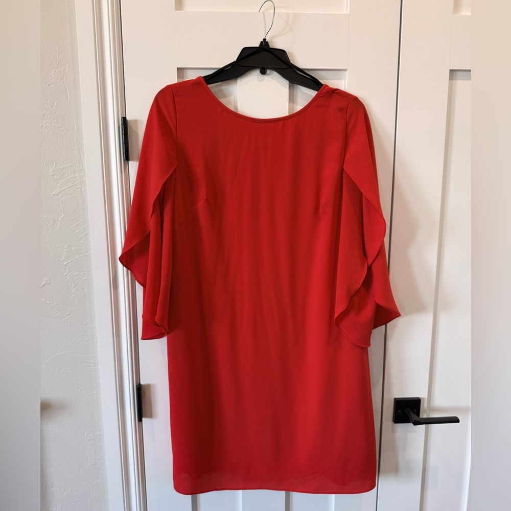 I.N. Studio Red Ruffle Sleeve Dress